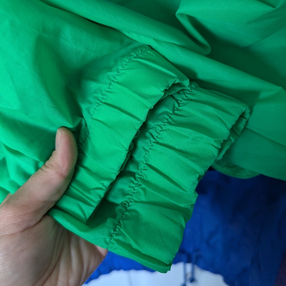Vintage Badge Windbreaker, Neon Green, Blue, & Purple Hooded Half- Zip, Size L - Picture 10 of 14